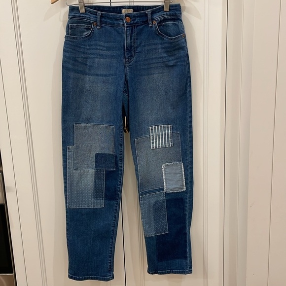 LOGO Boyfriend Patchwork Denim Jeans—GREAT LOOKING!! Never Worn—NWOT—Size 6 - Picture 1 of 9